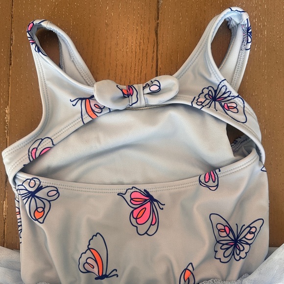 Cat & Jack Girls Pink and Blue Butterfly One-Piece Tutu & Bow Swimsuit • Size 5T - Picture 7 of 9